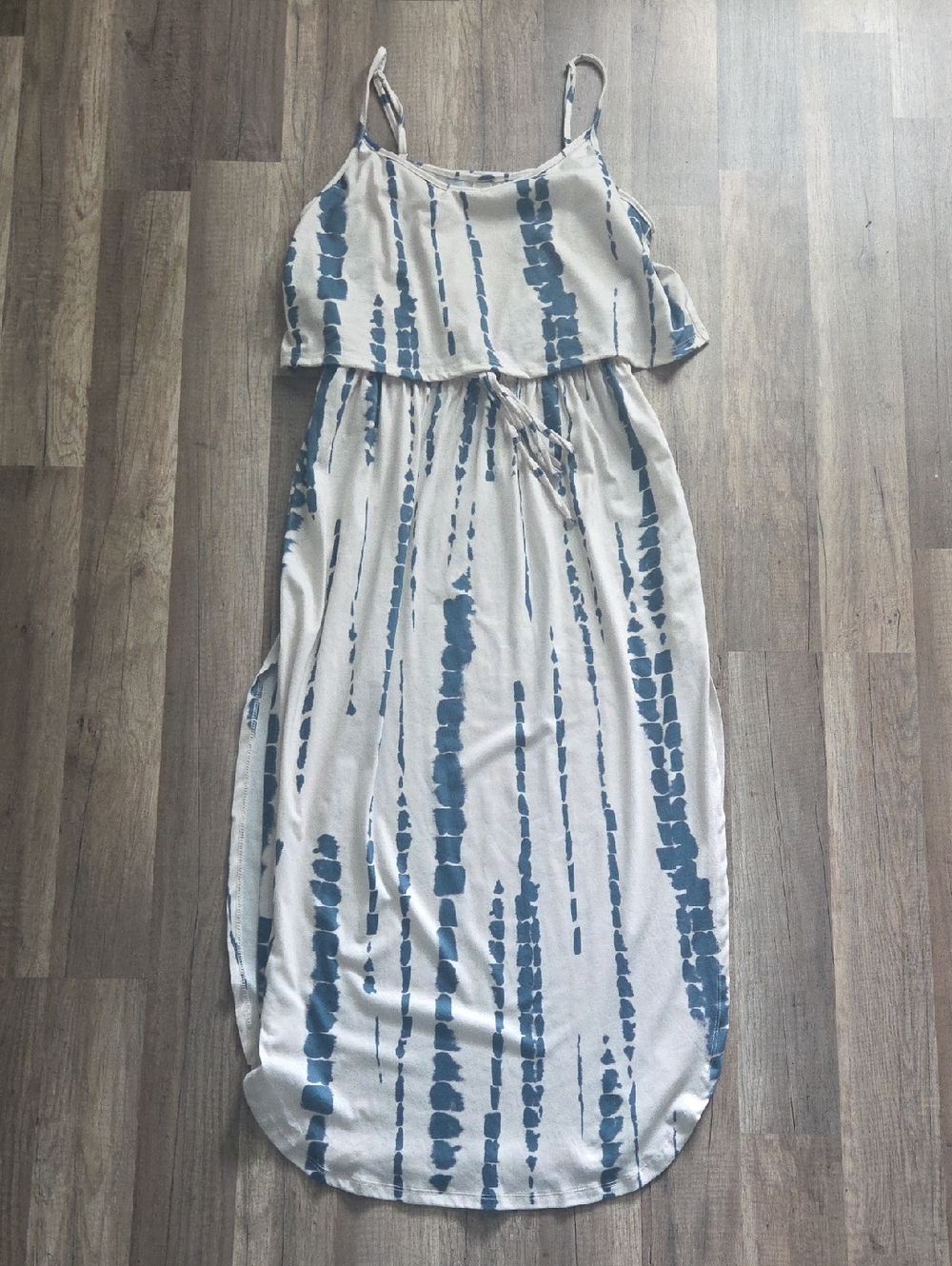 Blue and Cream Tie-Dye Maxi Dress